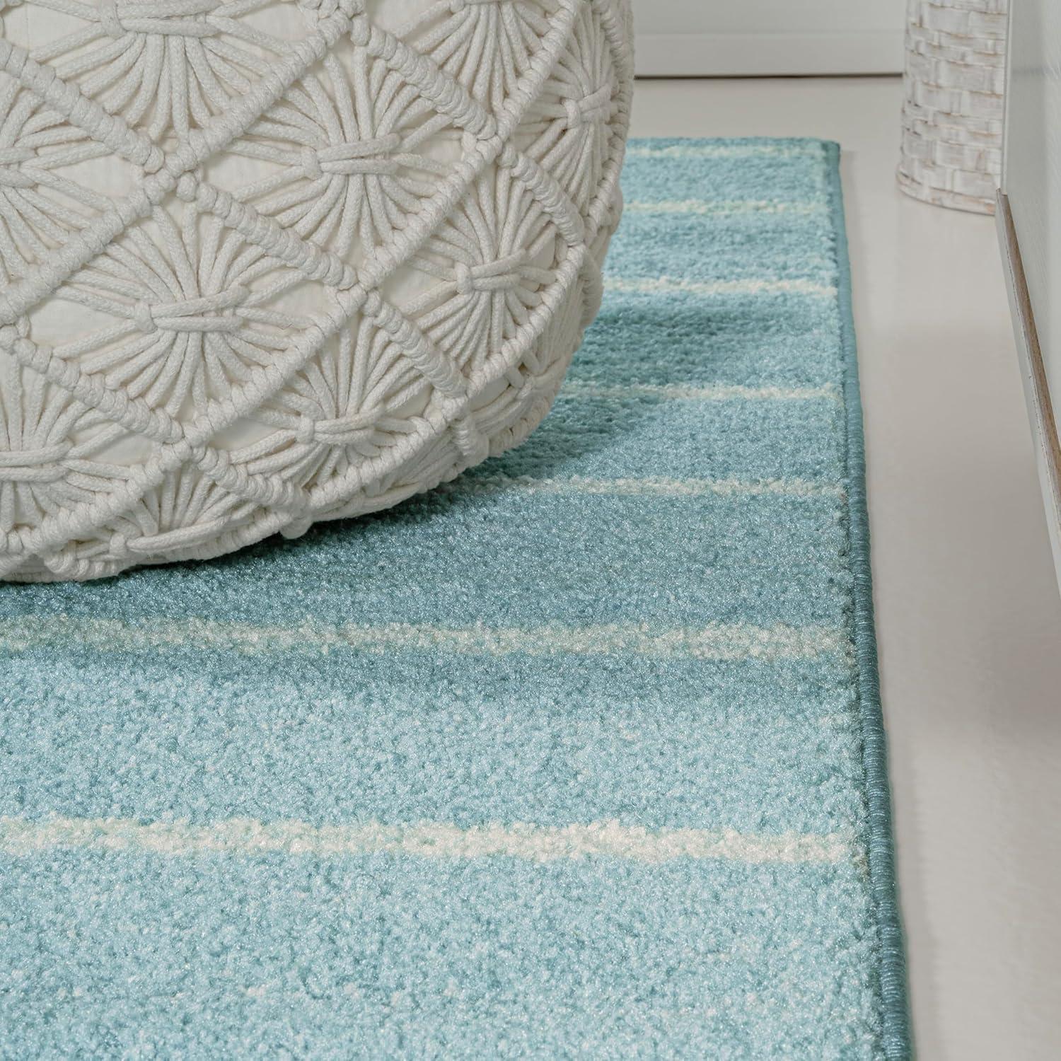 imageJONATHAN Y Williamsburg Minimalist Stripe CreamGray Indoor Area Rug 8x10 Contemporary Modern EasyCleaning for Living Room Bedroom Kitchen Pet Friendly NonShedding MOH201A8TurquoiseCream