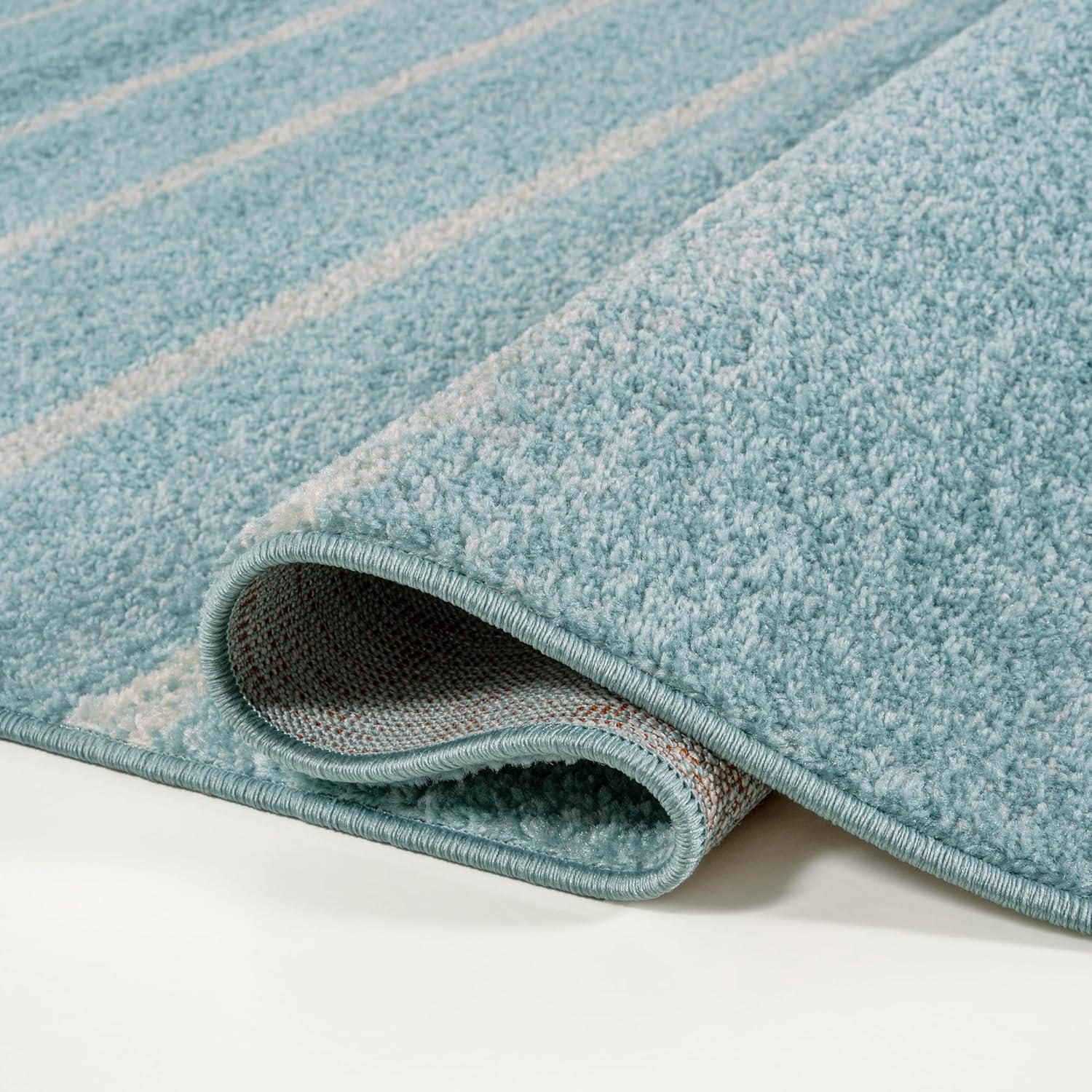 imageJONATHAN Y Williamsburg Minimalist Stripe CreamGray Indoor Area Rug 8x10 Contemporary Modern EasyCleaning for Living Room Bedroom Kitchen Pet Friendly NonShedding MOH201A8TurquoiseCream