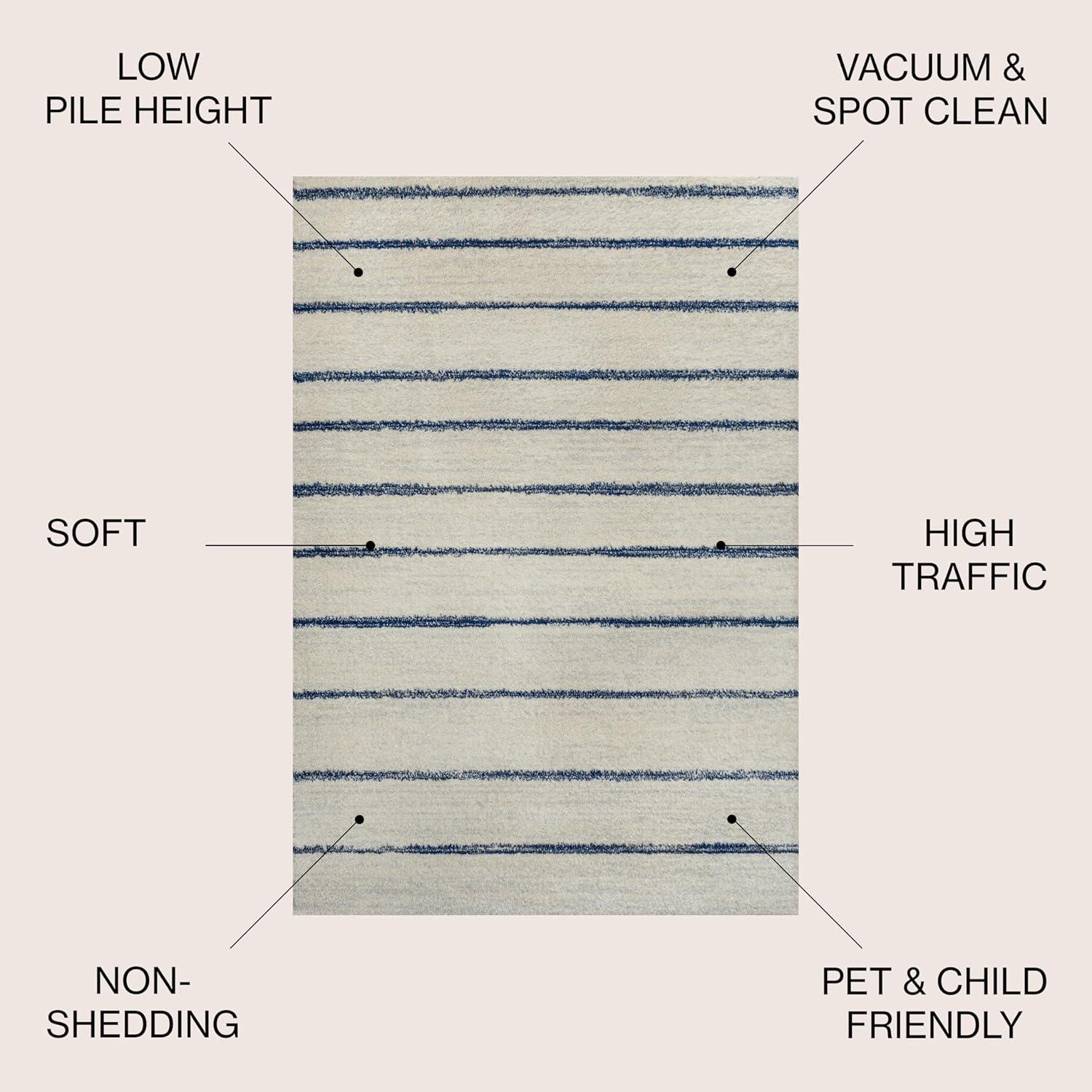 imageJONATHAN Y Williamsburg Minimalist Stripe CreamGray Indoor Area Rug 8x10 Contemporary Modern EasyCleaning for Living Room Bedroom Kitchen Pet Friendly NonShedding MOH201A8CreamNavy