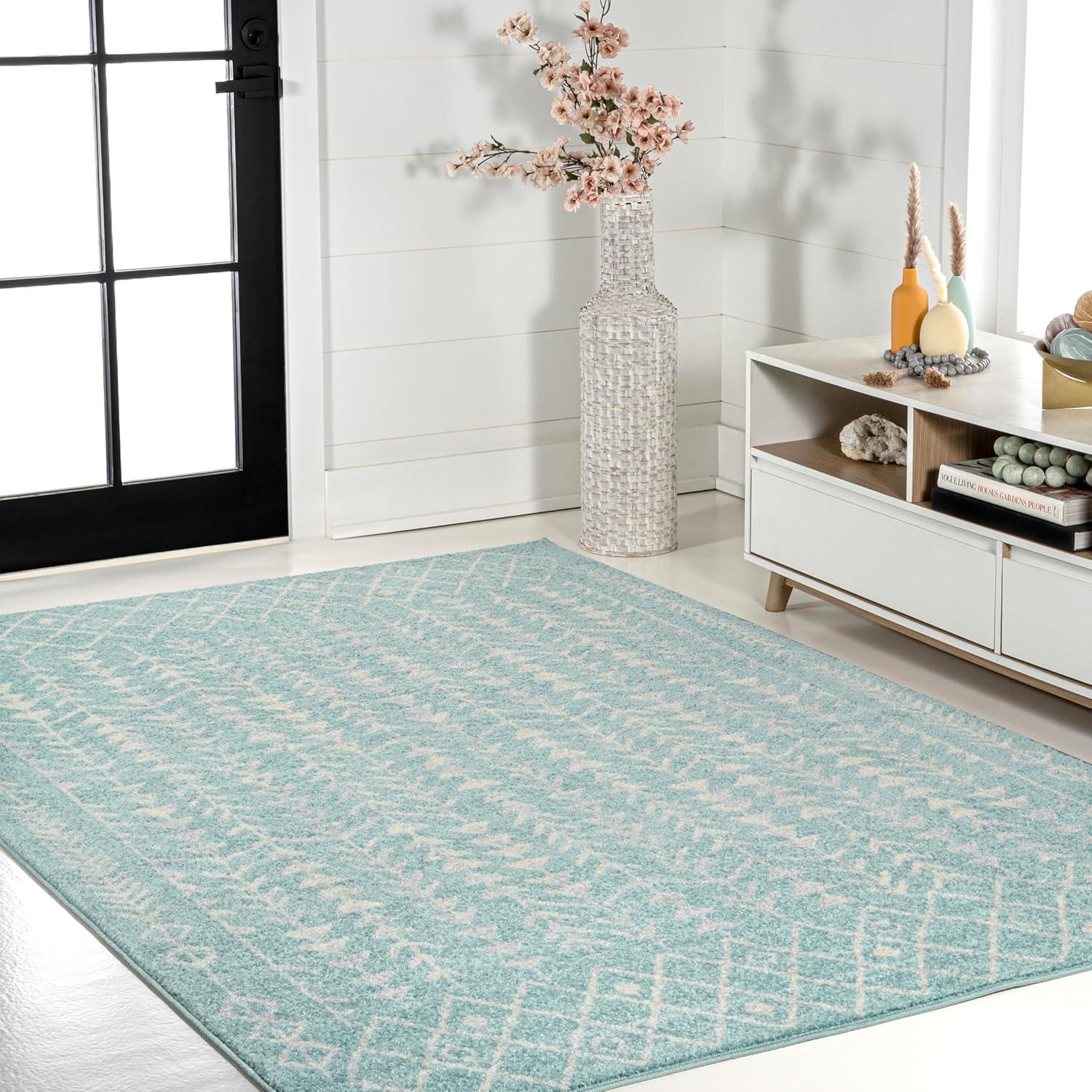 imageJONATHAN Y Ziri Moroccan Geometric CreamGray Indoor Area Rug 8x10 Bohemian Scandinavian EasyCleaning for Living Room Bedroom Kitchen Pet Friendly NonShedding MOH210A8TurquoiseCream