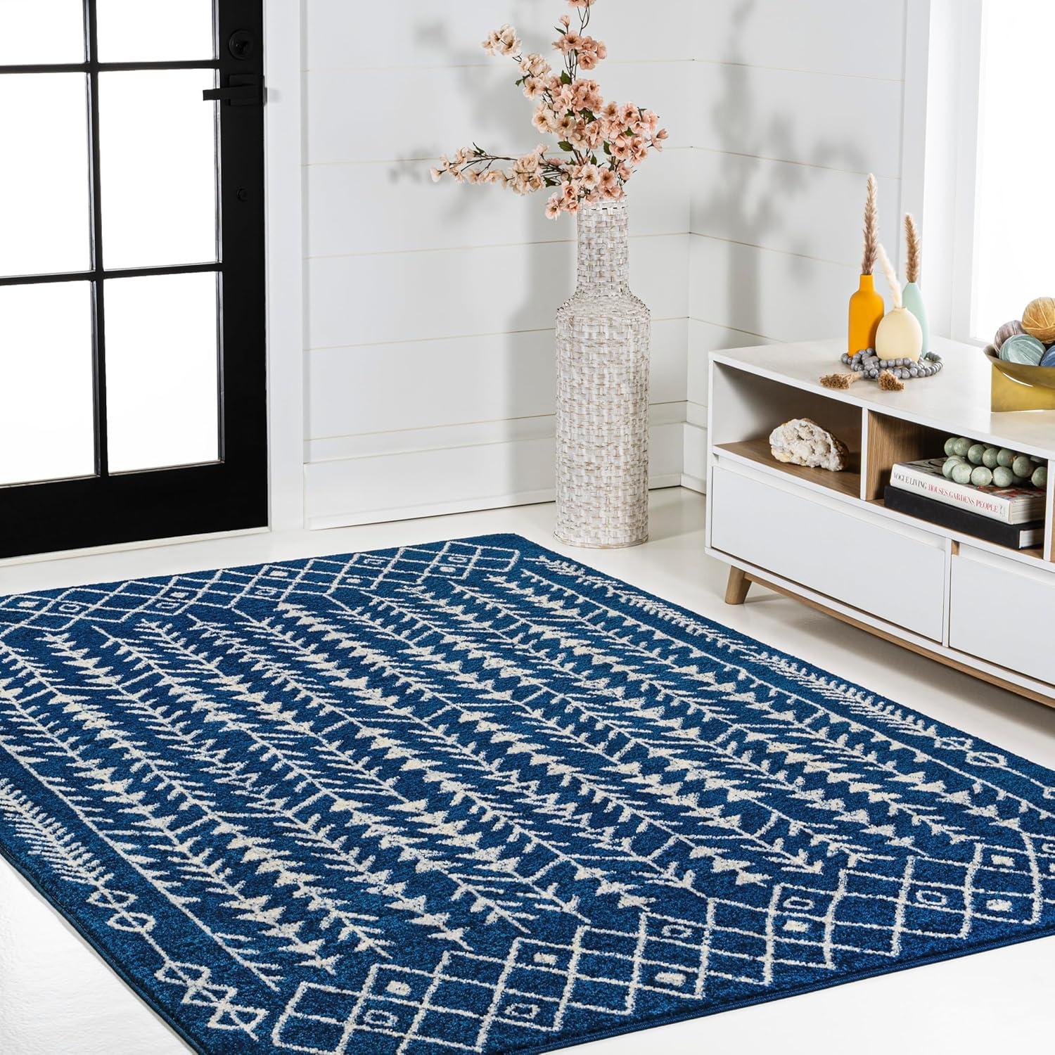 imageJONATHAN Y Ziri Moroccan Geometric CreamGray Indoor Area Rug 8x10 Bohemian Scandinavian EasyCleaning for Living Room Bedroom Kitchen Pet Friendly NonShedding MOH210A8NavyCream