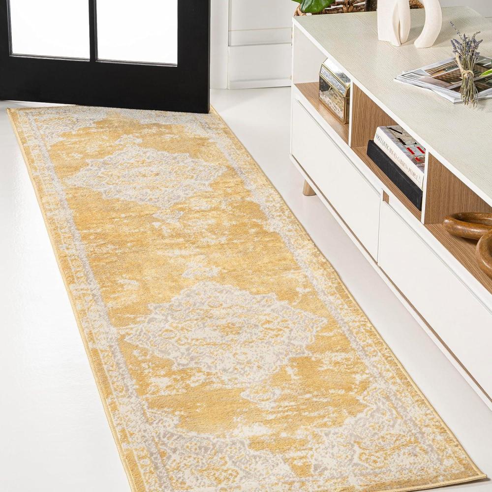 imageJONATHAN Y Alhambra Ornate Medallion Modern BrownCream Indoor Area Rug 8x10 Vintage Bohemian EasyCleaning for Living Room Bedroom Kitchen Pet Friendly NonShedding MDP400B8YellowCream