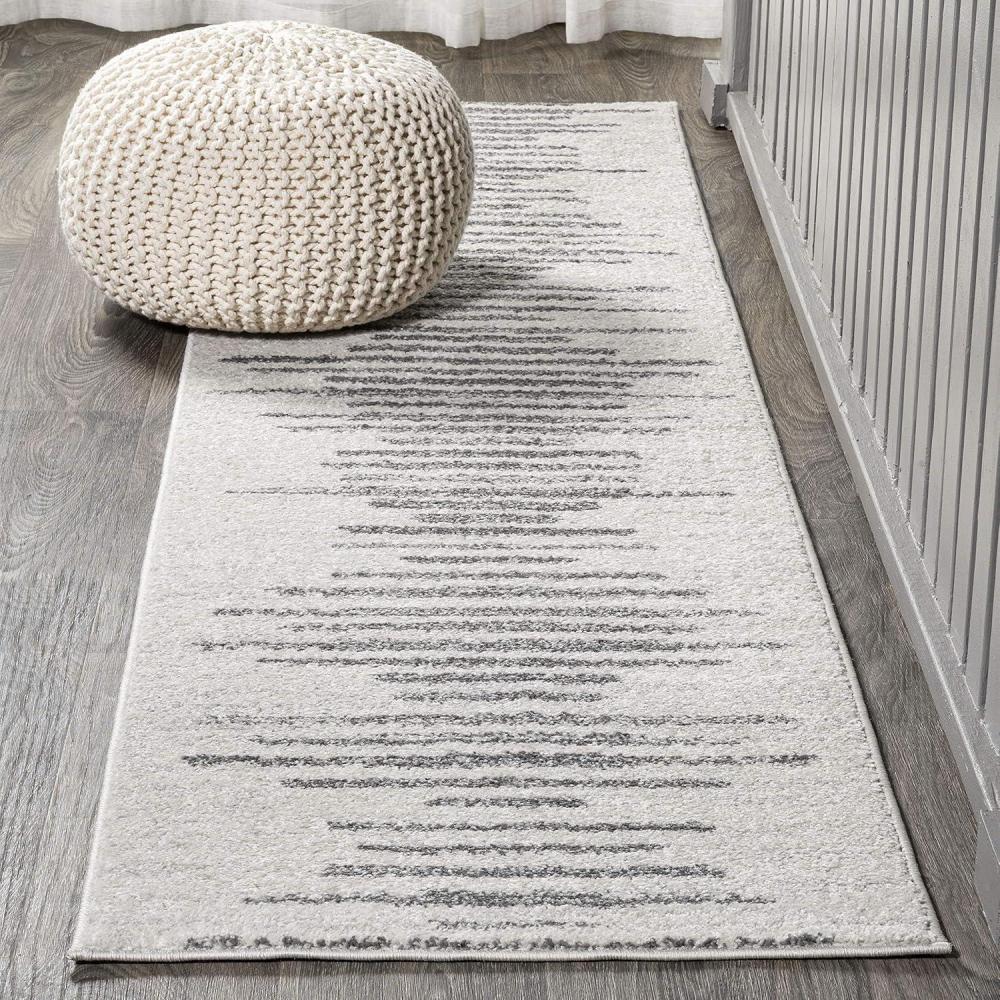 imageJONATHAN Y Aya Berber Stripe Geometric CreamGray Indoor Area Rug 8x10 Contemporary Modern EasyCleaning for Living Room Bedroom Kitchen Pet Friendly NonShedding MOH205A8CreamGray