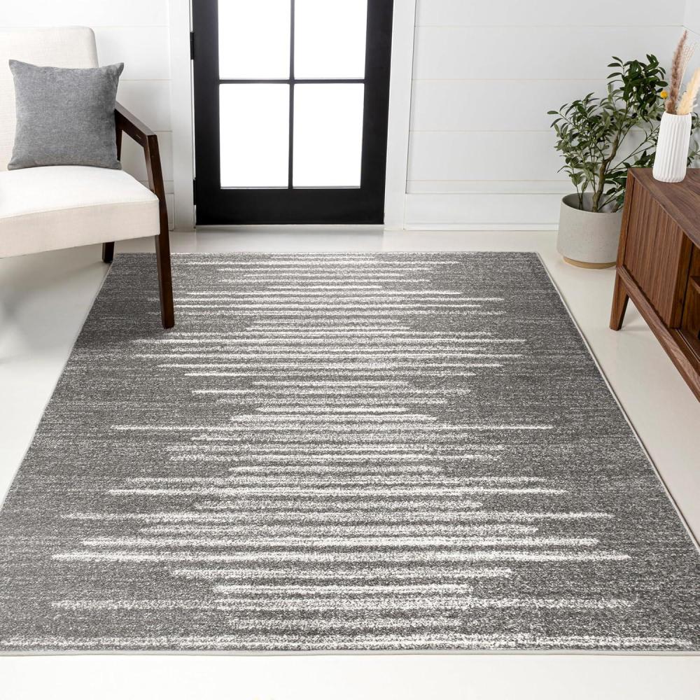 imageJONATHAN Y Aya Berber Stripe Geometric CreamGray Indoor Area Rug 8x10 Contemporary Modern EasyCleaning for Living Room Bedroom Kitchen Pet Friendly NonShedding MOH205A8GrayCream