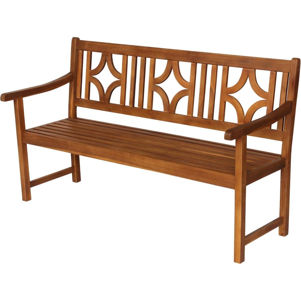 imageJONATHAN Y BNH100B Sloane 591quot 3Seat Ogee DiamondBack 600Lbs Support Acacia Wood Outdoor Garden Patio Bench for Garden Lawn Backyard Pool Deck Beach Firepit GrayTeak