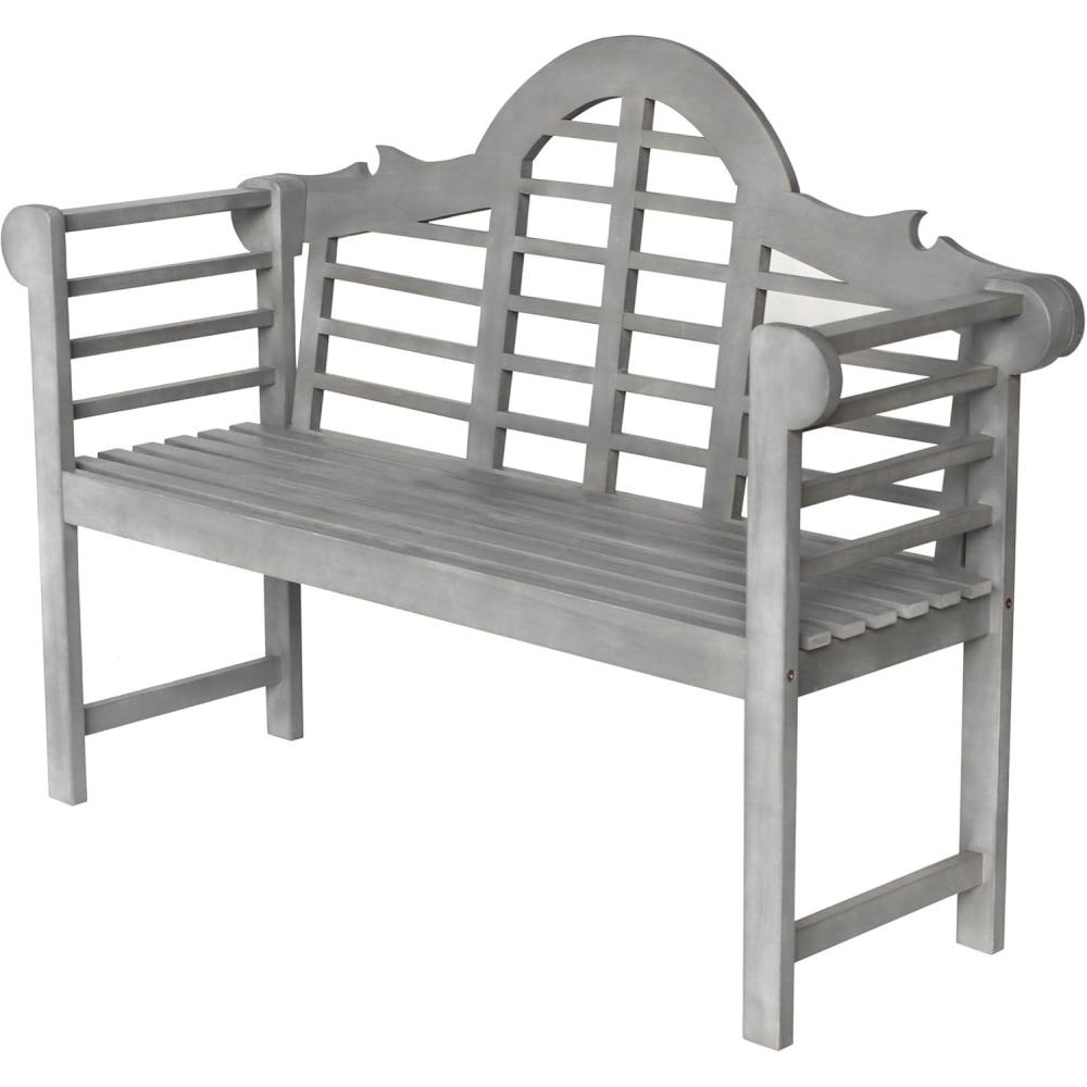 imageJONATHAN Y BNH103A Lutyens 512quot 3Seat Arched 600Lbs Support Acacia Wood Outdoor Garden Patio Bench for Garden Lawn Backyard Pool Deck Beach Firepit TeakGrey