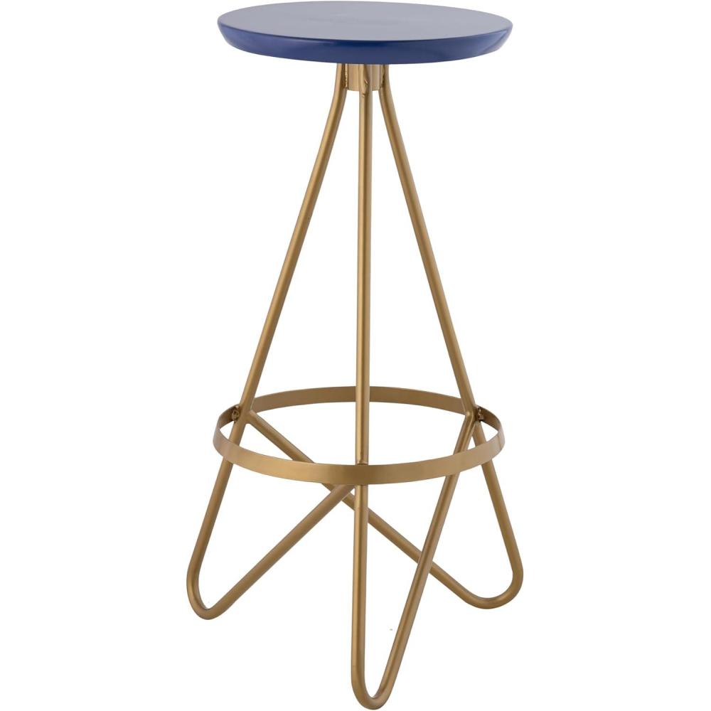imageJONATHAN Y BSL1000D Spiroa 30quot Modern Industrial Metal Backless Circular Bar Stool for Home Kitchen Dining Room Workspaces Cafes and Resturants White Seat with Gold FrameBlue