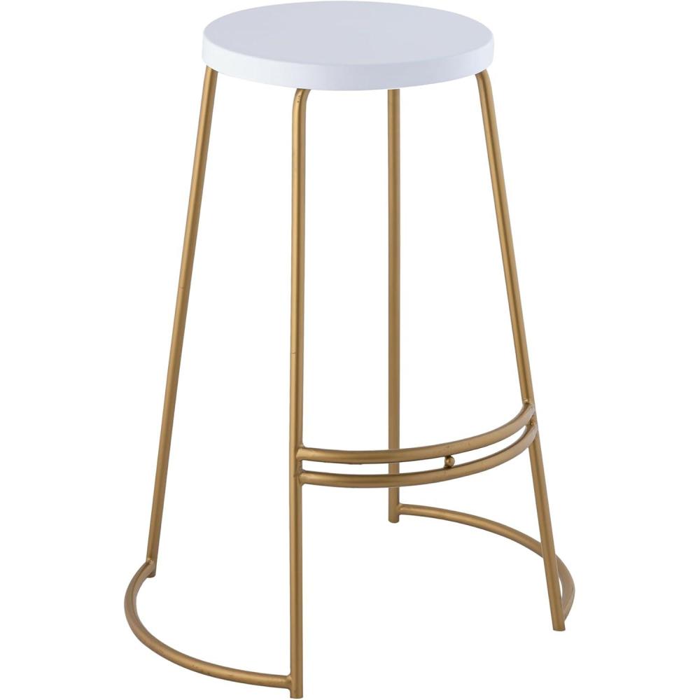 imageJONATHAN Y BSL1001A Hula 2875quot Modern Designer Iron Curved Backless Bar Stool for Home Kitchen Dining Room Workspaces Cafes and Resturants Black Seat with Gold FrameWhite