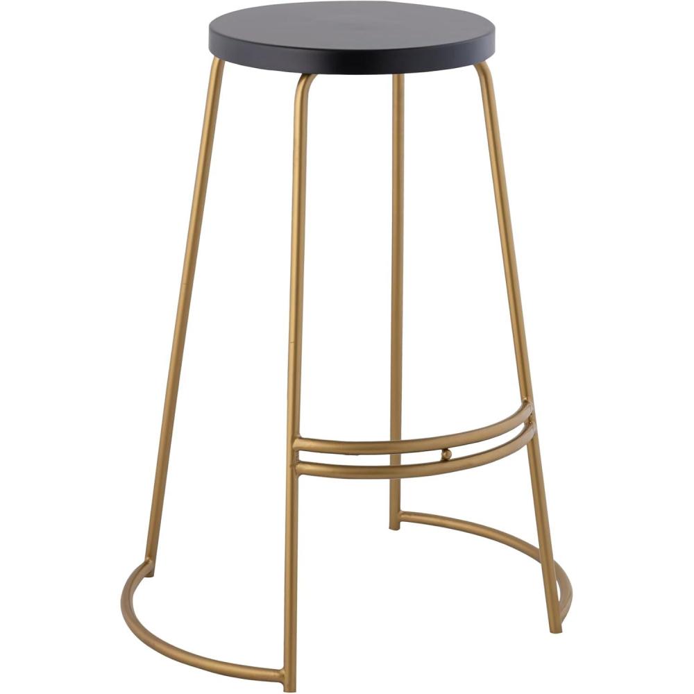 imageJONATHAN Y BSL1001A Hula 2875quot Modern Designer Iron Curved Backless Bar Stool for Home Kitchen Dining Room Workspaces Cafes and Resturants Black Seat with Gold FrameBlack