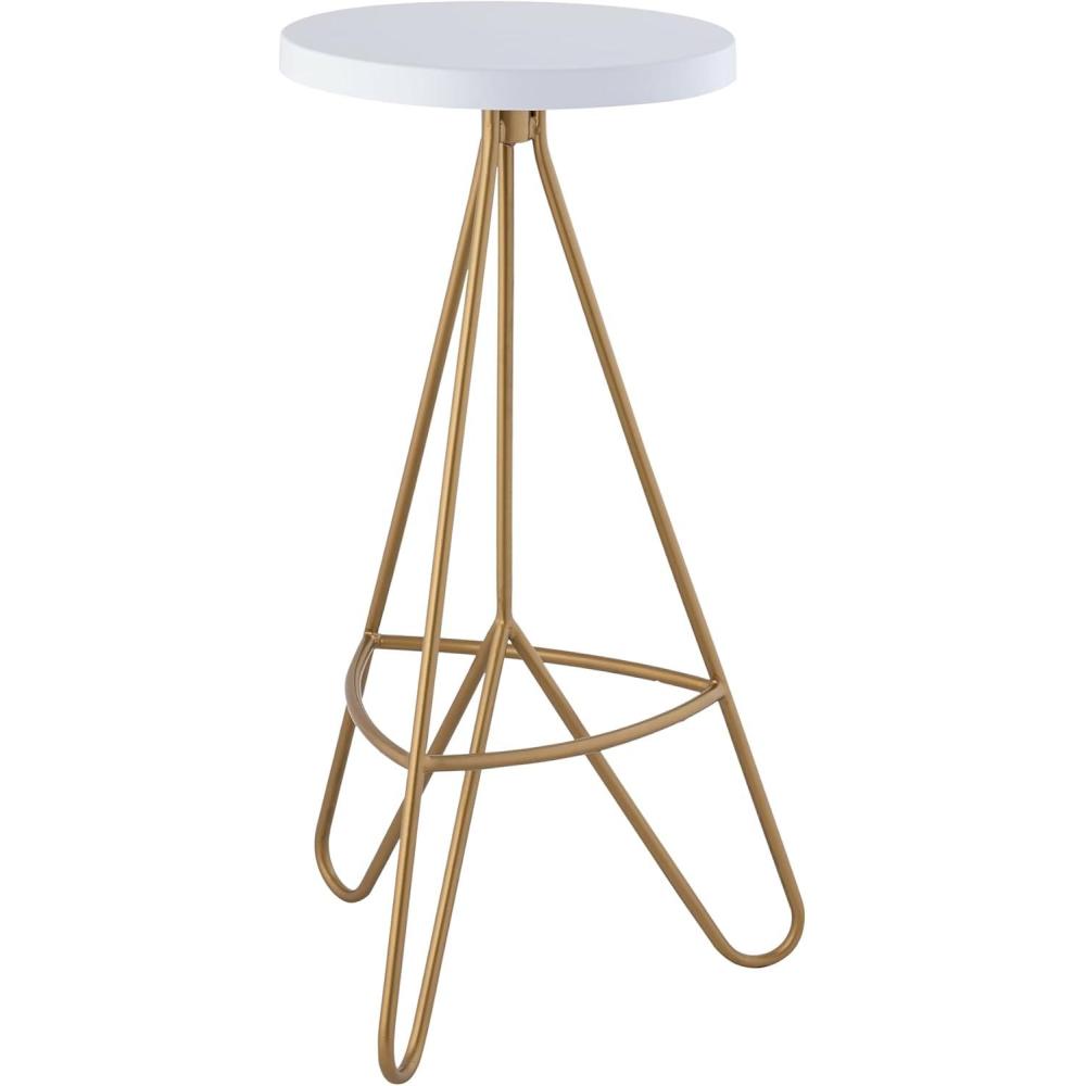 imageJONATHAN Y BSL1002B Trinity 30quot Modern Industiral Iron Tripod Backless Bar Stool for Home Kitchen Dining Room Workspaces Cafes and Resturants White Seat with Gold FrameWhite