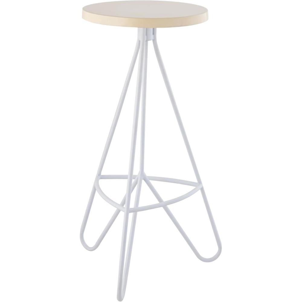 imageJONATHAN Y BSL1002B Trinity 30quot Modern Industiral Iron Tripod Backless Bar Stool for Home Kitchen Dining Room Workspaces Cafes and Resturants White Seat with Gold FrameBrown