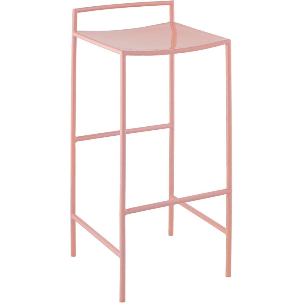 imageJONATHAN Y BSL1004C Svelte 30quot Coastal Contemporary Iron SaddleSeat LowBack Bar Stool with Foot Rest for Home Kitchen Dining Room Workspaces Cafes and Resturants Pink FramePink