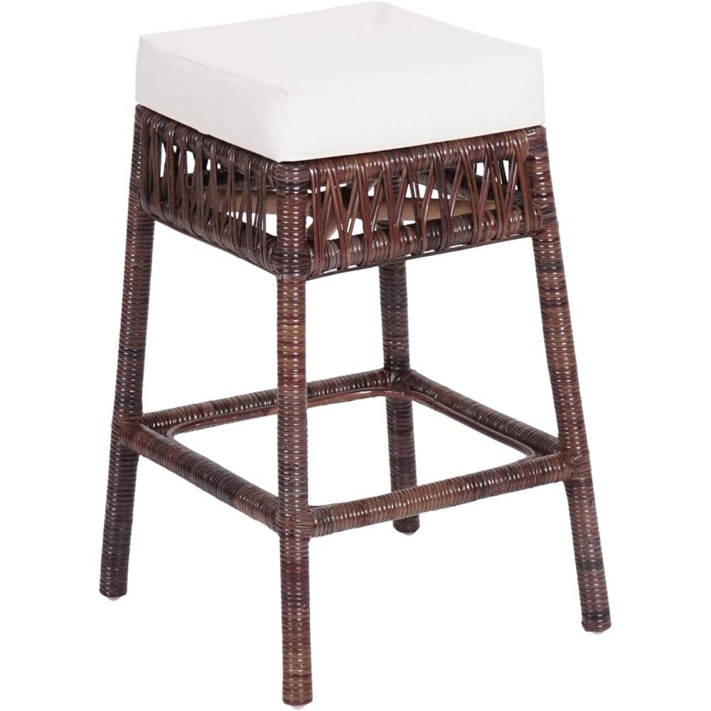 imageJONATHAN Y BSL1100A Bali 295quot Bohemian Basics Rattan Backless Bar Stool for Home Kitchen Dining Room Workspaces Cafes and Resturants White Cushion with Dark Brown Woven Frame255