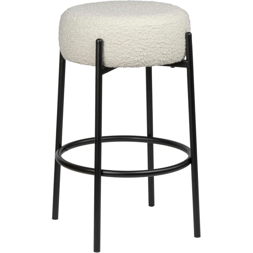 imageJONATHAN Y BSL2000A Paola 30quot Modern Minimalist Round Backless MetalVegan Leather Cushioned Bar Stool for Home Kitchen Dining Room Workspaces Caramel BrownBlackWhite