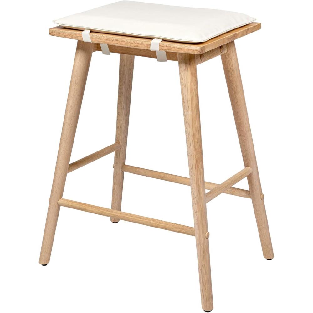 imageJONATHAN Y BSL2002C Peroni 305quot MidCentury Classic SaddleSeat Solid WoodVegan Leather Backless Bar Stool for Home Kitchen Workspaces Cafes and Resturants with Removeable Cushion BlackCream