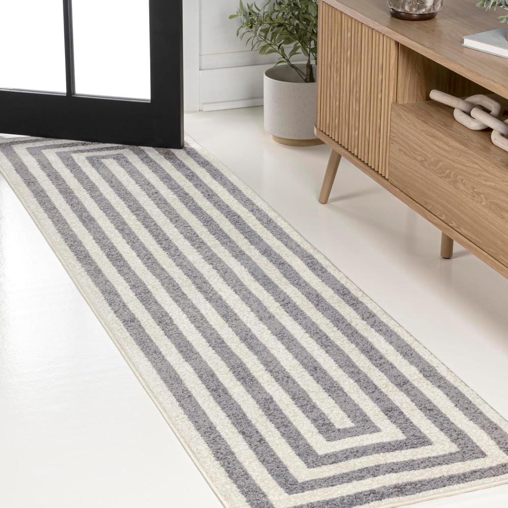 imageJONATHAN Y Bandol Mitre Stripe BrownIvory Indoor Area Rug 8x10 Modern Classic Geometric EasyCleaning for Living Room Bedroom Kitchen Pet Friendly NonShedding MOH211A8GrayIvory