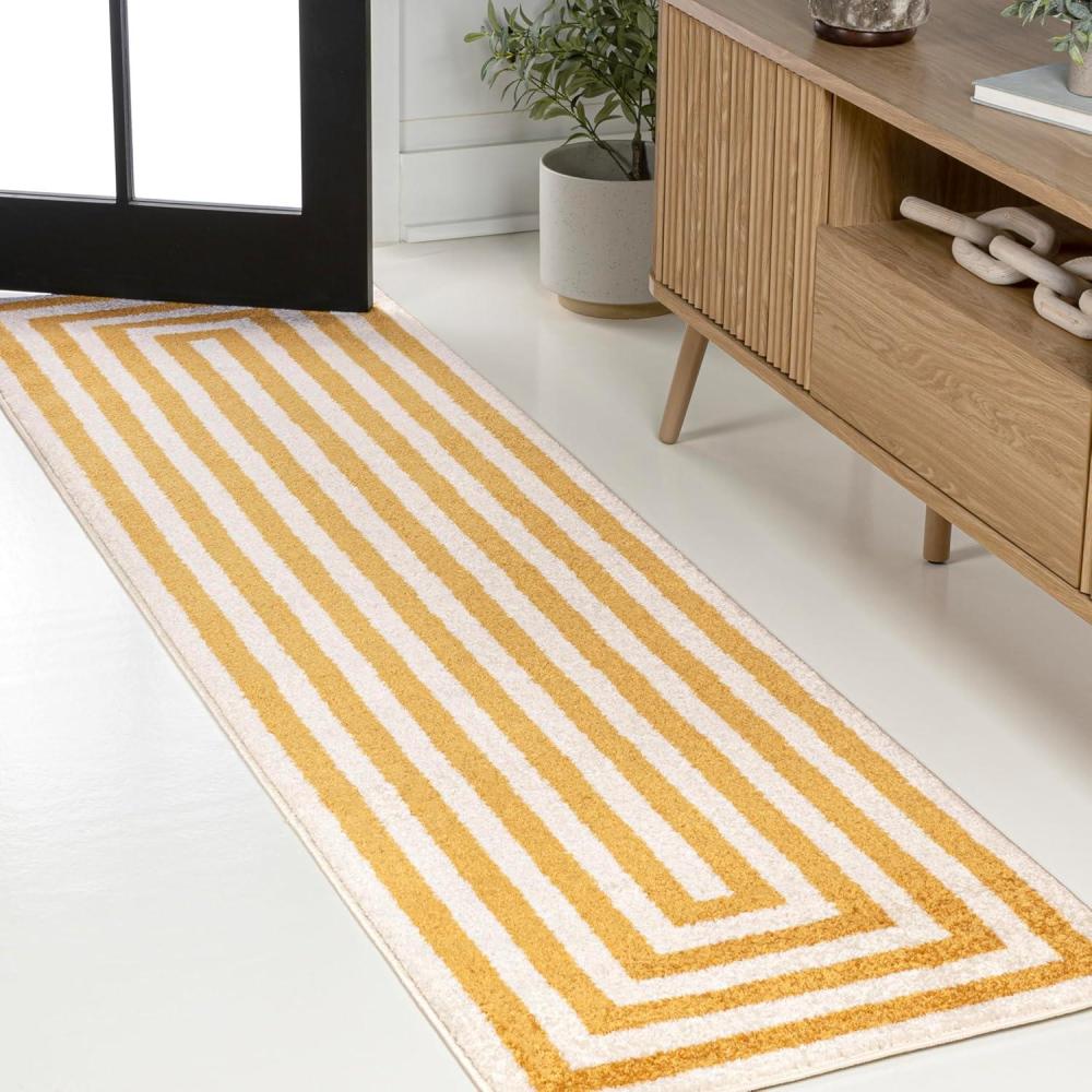 imageJONATHAN Y Bandol Mitre Stripe BrownIvory Indoor Area Rug 8x10 Modern Classic Geometric EasyCleaning for Living Room Bedroom Kitchen Pet Friendly NonShedding MOH211A8YellowIvory