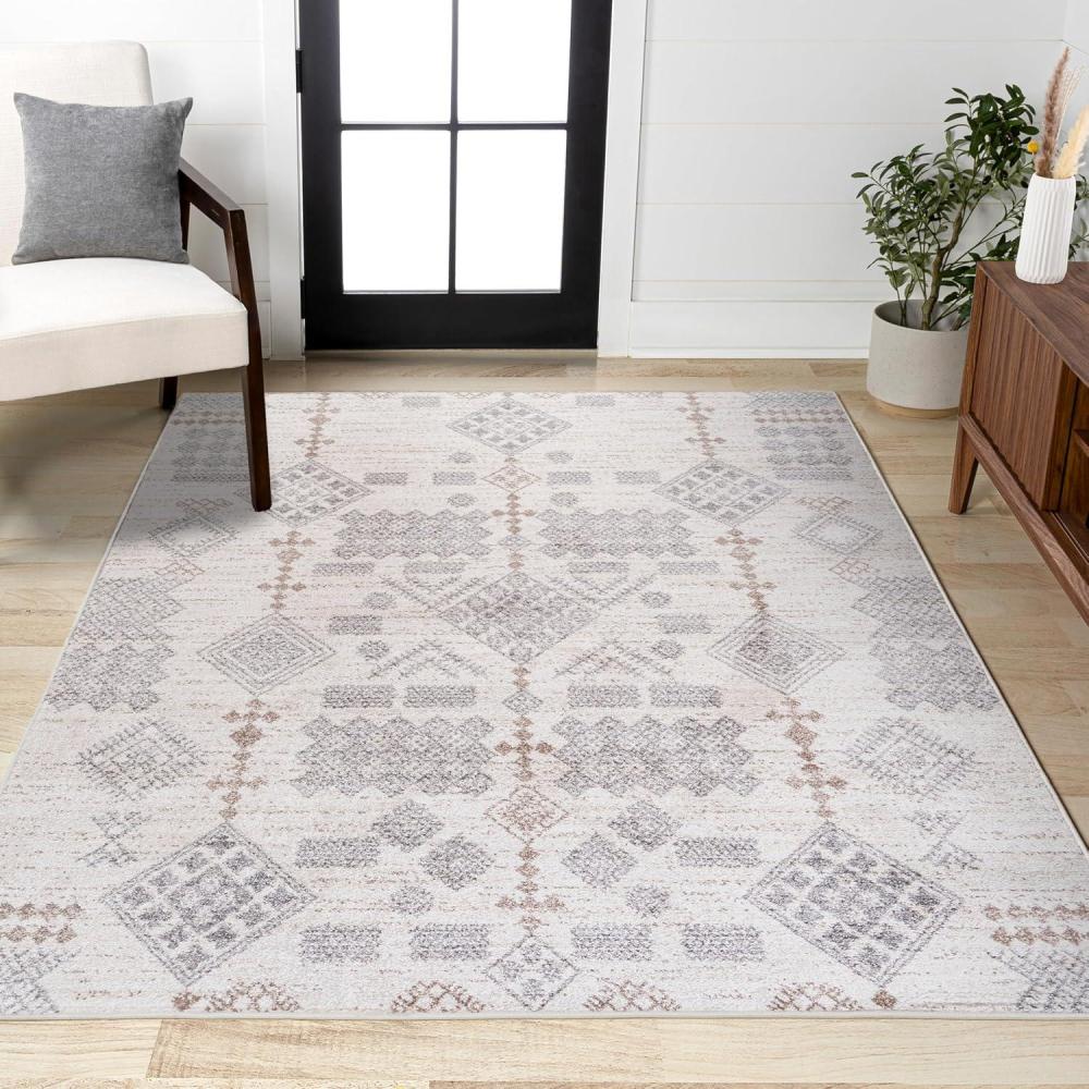 imageJONATHAN Y Bhalil Berber Diamond BeigeGray Indoor Area Rug 8x10 Geometric Bohemian Casual EasyCleaning for Living Room Bedroom Kitchen Pet Friendly NonShedding MOH302A83 x 49 Rectangular