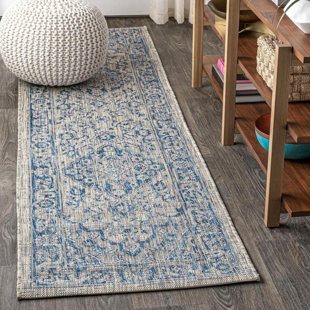 imageJONATHAN Y Boho Medallion Indoor Outdoor Area Rug 8X10 GrayTeal Rozetta Textured Weave for Backyard Patio Porch EasyCleaning High Traffic PetFriendly NonShedding SMB102C8GrayNavy