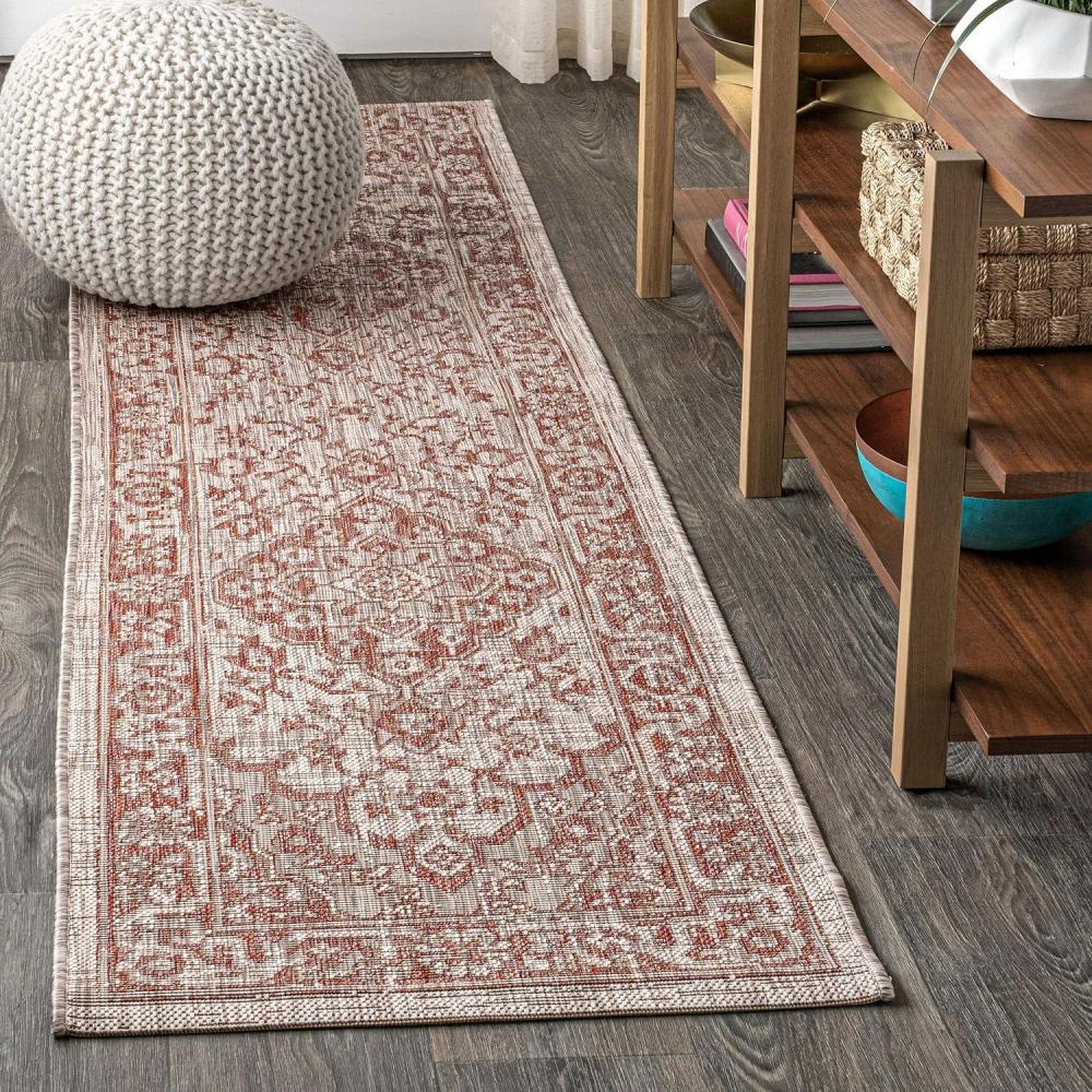 imageJONATHAN Y Boho Medallion Indoor Outdoor Area Rug 8X10 GrayTeal Rozetta Textured Weave for Backyard Patio Porch EasyCleaning High Traffic PetFriendly NonShedding SMB102C8RedTaupe