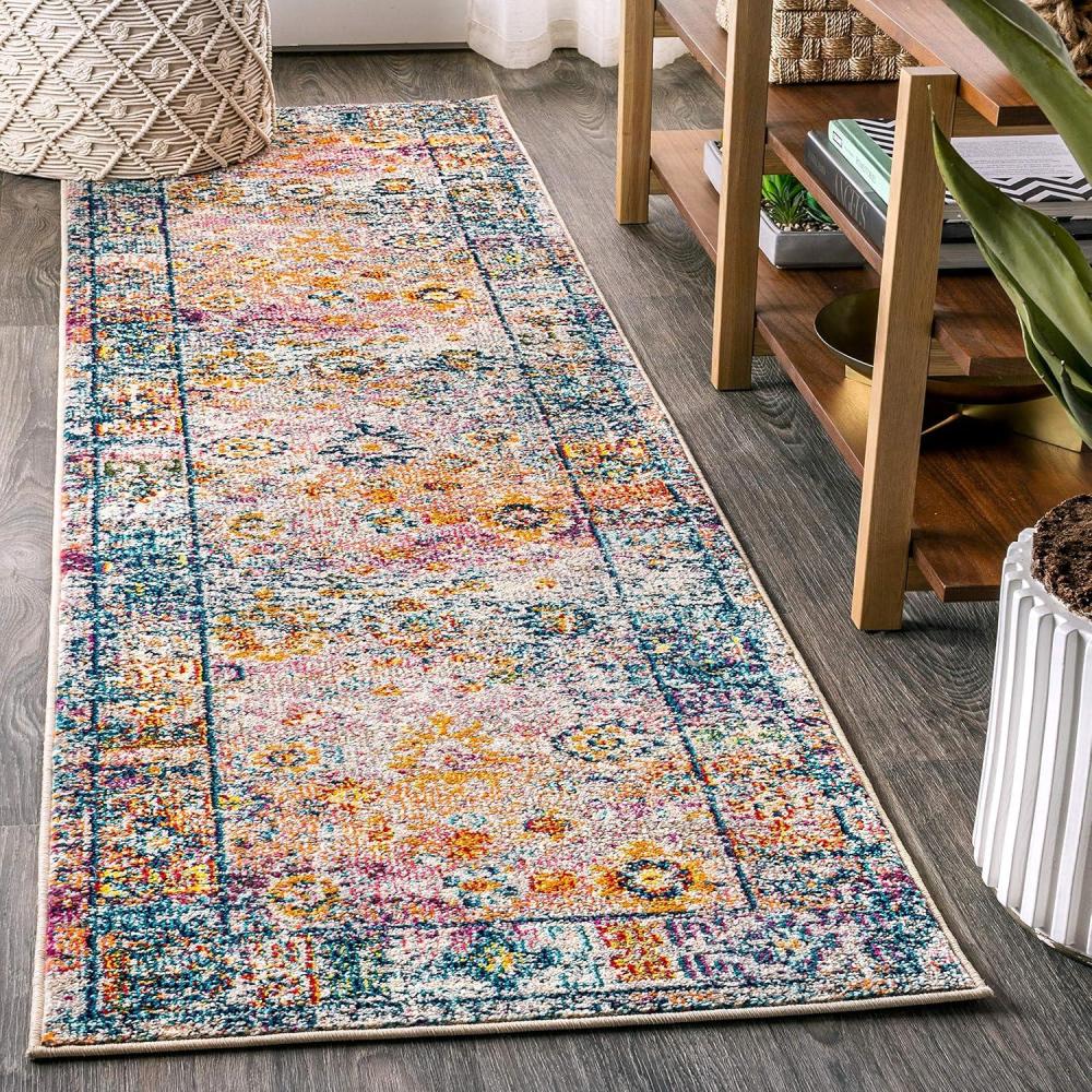 imageJONATHAN Y Boho Vintage NavyCream Indoor Area Rug 8x10 Bohemian Flair Medallion Chic Floral Easy Cleaning High Traffic for Living Room Bedroom Kitchen Pet Friendly NonShedding BMF103B8CreamNavy