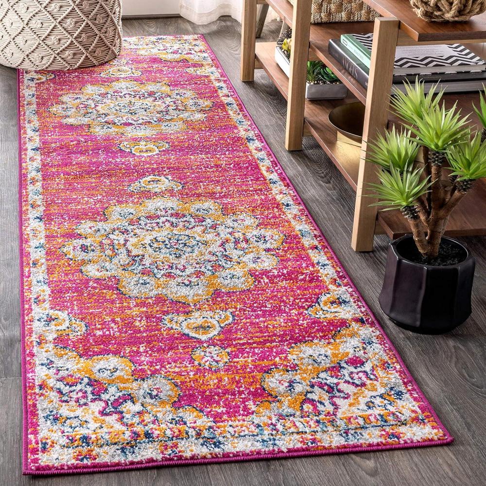 imageJONATHAN Y Boho Vintage PinkCream Indoor Area Rug 8x10 Bohemian Flair Medallion Chic Floral Easy Cleaning High Traffic for Living Room Bedroom Kitchen Pet Friendly NonShedding BMF104A8PinkCream