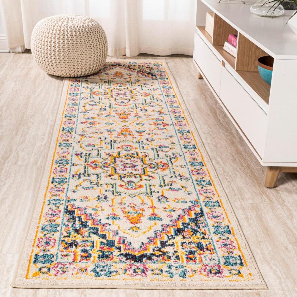 imageJONATHAN Y Brooklyn Geometric Medallion OrangeBlue Indoor Area Rug 8x10 Vintage Bohemian EasyCleaning for Living Room Bedroom Kitchen Pet Friendly NonShedding MDP207D8Beige