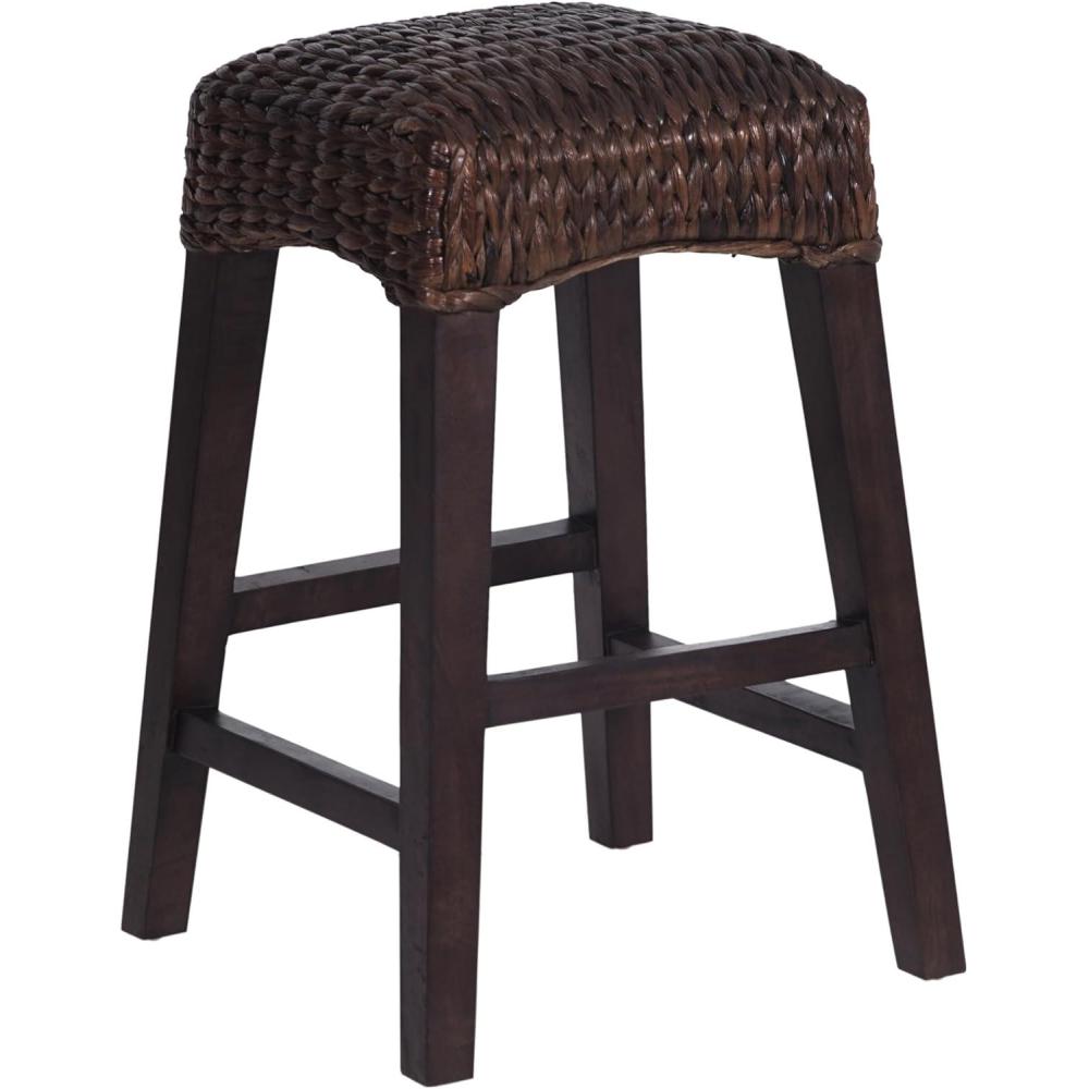 imageJONATHAN Y CSL1101A Maui 255quot Rustic Bohemian HyacinthWood Backless Counter Stool for Home Kitchen Dining Room Workspaces Cafes and Resturants Brown Wash Woven Seat with Natural Wood FrameDark Brown