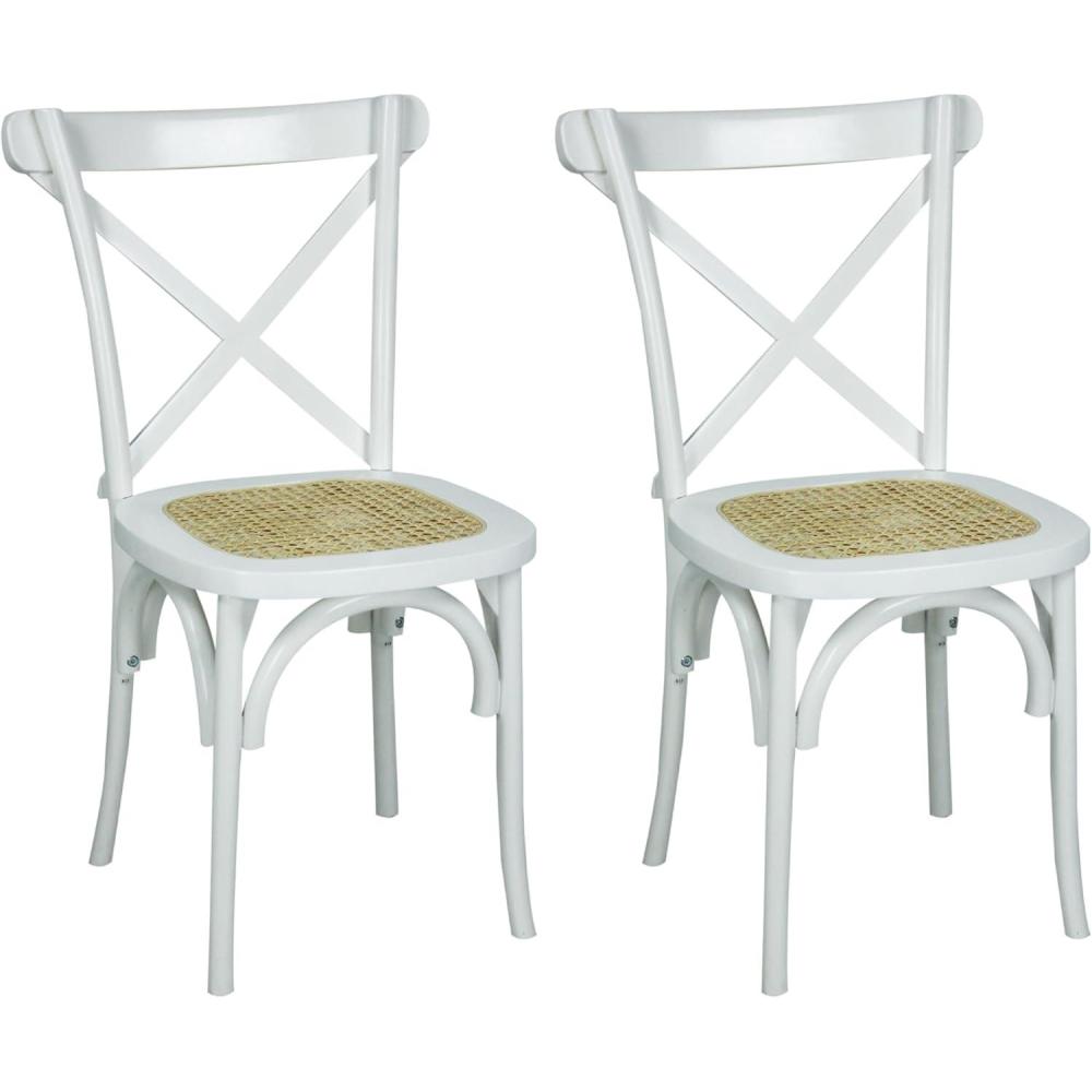 imageJONATHAN Y DNG1001DSET2 Cassis Classic Traditional XBack Wood Rattan Dining Chair French Country Cottage Vintage Farmhouse Shabby Chic BlackNatural Set of 2WhiteNatural