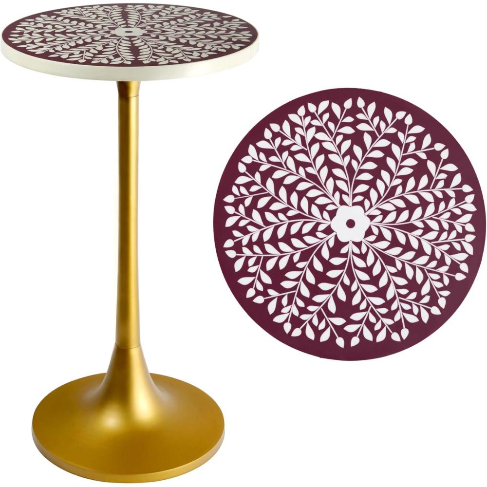 imageJONATHAN Y END1007B Nysha 25quot Modern Bohemian MetalResin Inlay Top End Table PurpleWhite Drink Table for Living Room Bedroom Office BathroomPurpleWhiteGold