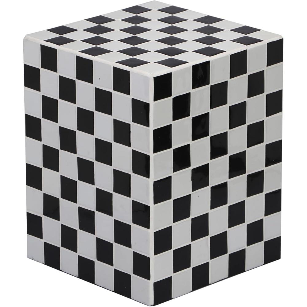 imageJONATHAN Y END2000I Callista 18quot Modern Bohemian Ceramic Tiled Rectangle End Table Side Table Accent Table for Living Room Bedroom Khaki YellowLight GrayLight GrayBlack