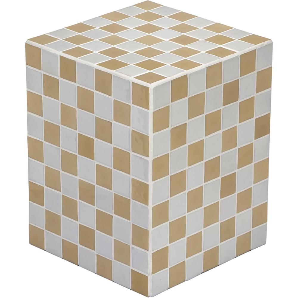 imageJONATHAN Y END2000I Callista 18quot Modern Bohemian Ceramic Tiled Rectangle End Table Side Table Accent Table for Living Room Bedroom Khaki YellowLight GrayKhaki YellowLight Gray