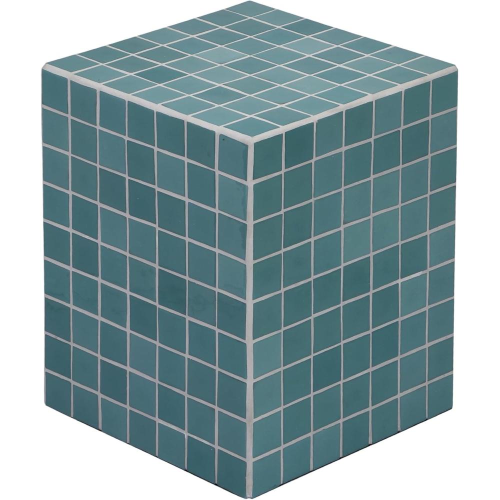 imageJONATHAN Y END2000I Callista 18quot Modern Bohemian Ceramic Tiled Rectangle End Table Side Table Accent Table for Living Room Bedroom Khaki YellowLight GrayTeal BlueWhite