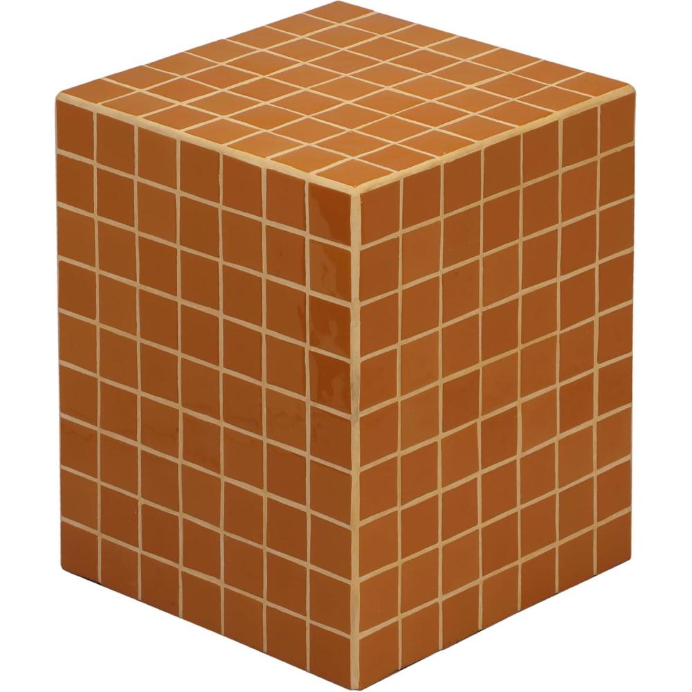 imageJONATHAN Y END2000I Callista 18quot Modern Bohemian Ceramic Tiled Rectangle End Table Side Table Accent Table for Living Room Bedroom Khaki YellowLight GrayDark OrangeLight Orange