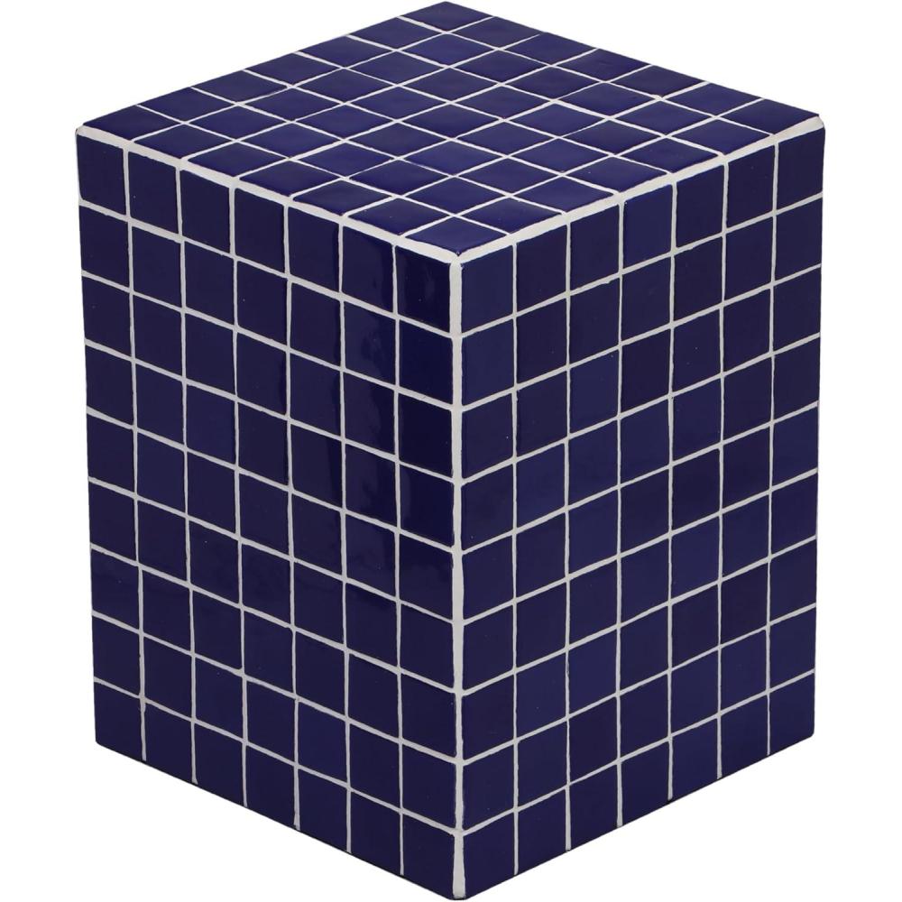 imageJONATHAN Y END2000I Callista 18quot Modern Bohemian Ceramic Tiled Rectangle End Table Side Table Accent Table for Living Room Bedroom Khaki YellowLight GrayNavyWhite