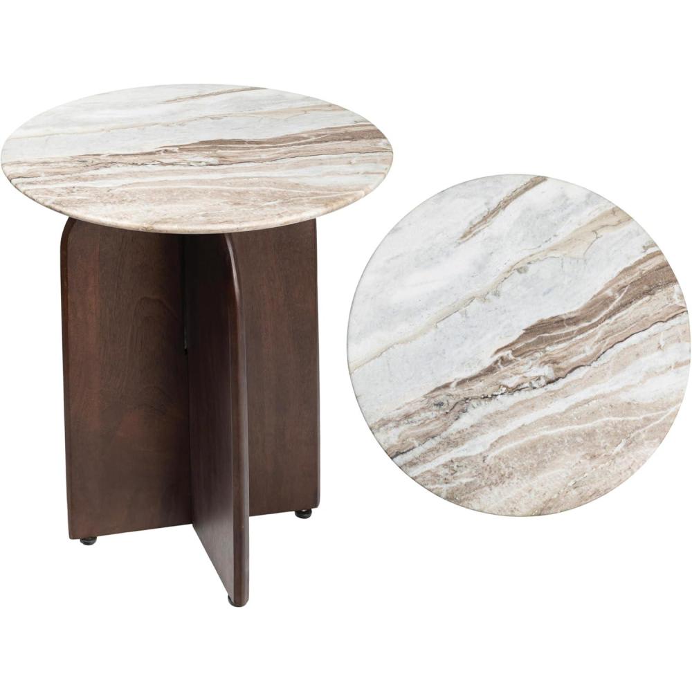 imageJONATHAN Y END5002A Naomi 18quot Rustic Minimalist MarbleWood XBase Accent Table Side Table End Table for Living Room Bedroom White MarbleWalnut WoodWhite MarbleWalnut Wood