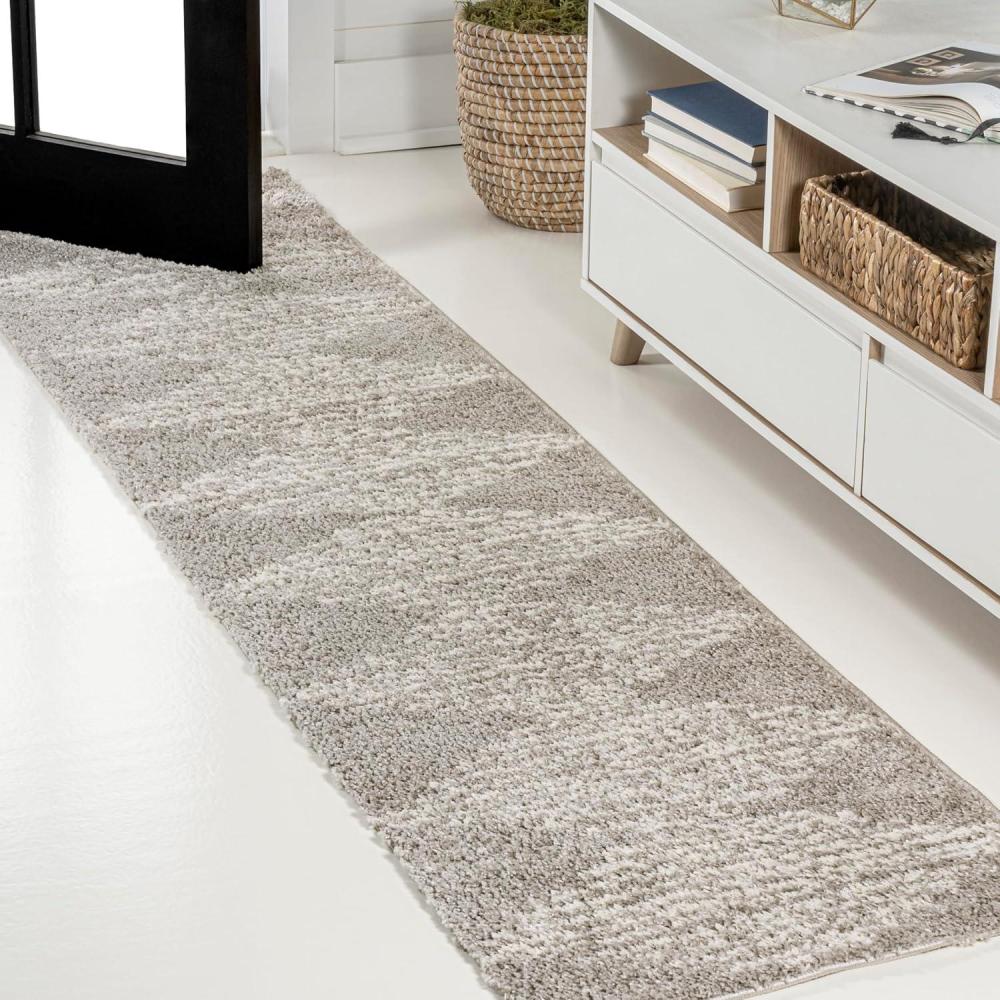 imageJONATHAN Y Elm Diamond Stripe Shag WhiteGray Indoor Area Rug 8x10 Geometric Bohemian Contemporary EasyCleaning for Living Room Bedroom Kitchen Pet Friendly NonShedding MOH408A8GrayIvory