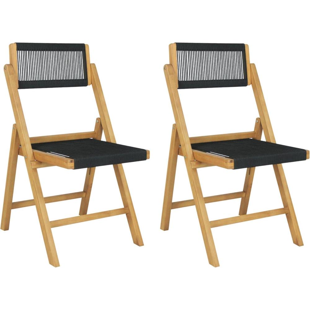 imageJONATHAN Y FLD1001ASET2 Olivier Coastal Modern Wood Roped Folding Chair with Adjustable Back Transitional Bohemian Classic Scandinavian Minimalist Contemporary BlackNatural Set of 2