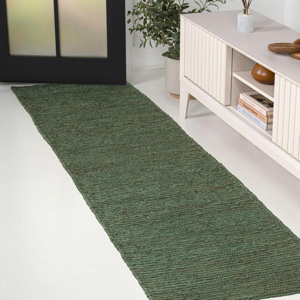imageJONATHAN Y Griffin Woven Jute Solid Green Indoor Area Rug 8x10 Rustic Farmhouse Traditional Lodge EasyCleaning for Living Room Bedroom Kitchen NonShedding NRF201E8Green