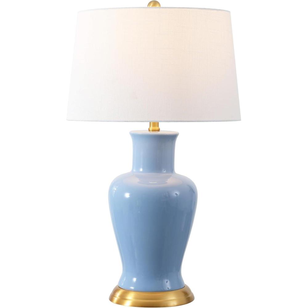 imageJONATHAN Y JYL4026A Julian 29quot Ceramic LED Table Lamp Traditional Transitional Bedside Desk Nightstand Lamp for Bedroom Living Room Office College Bookcase LED Bulb Included WhiteGoldBlue