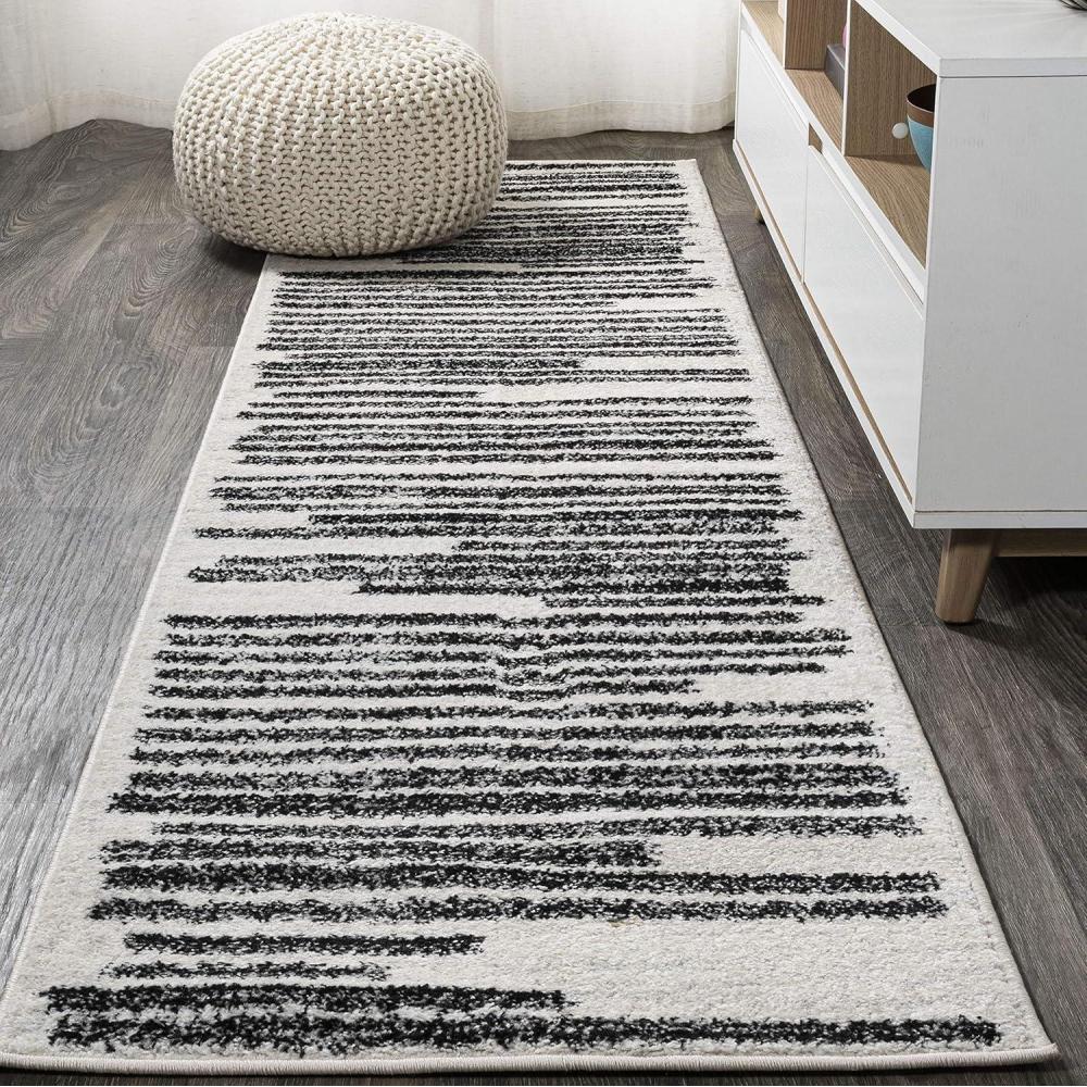 imageJONATHAN Y Khalil Modern Berber Stripe CreamBlack Indoor Area Rug 8x10 Contemporary Bohemian EasyCleaning for Living Room Bedroom Kitchen Pet Friendly NonShedding MOH207A8CreamBlack