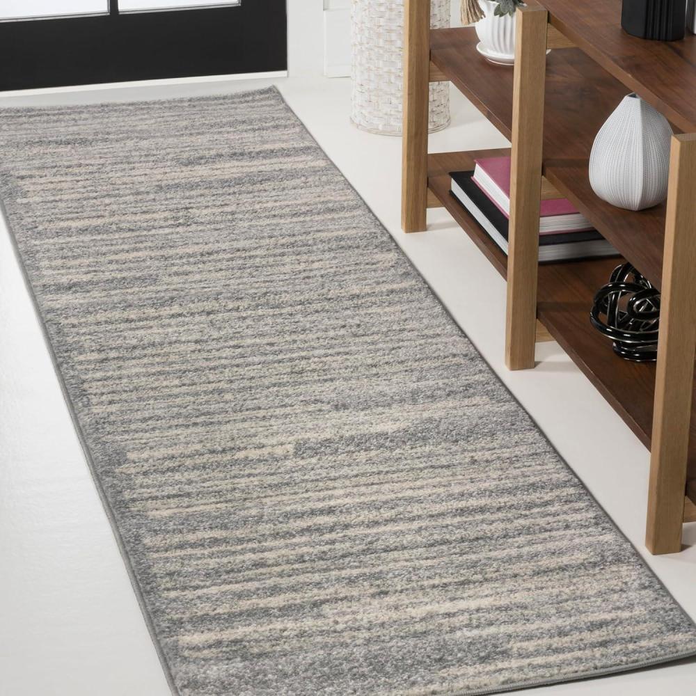 imageJONATHAN Y Khalil Modern Berber Stripe CreamBlack Indoor Area Rug 8x10 Contemporary Bohemian EasyCleaning for Living Room Bedroom Kitchen Pet Friendly NonShedding MOH207A8GrayCream