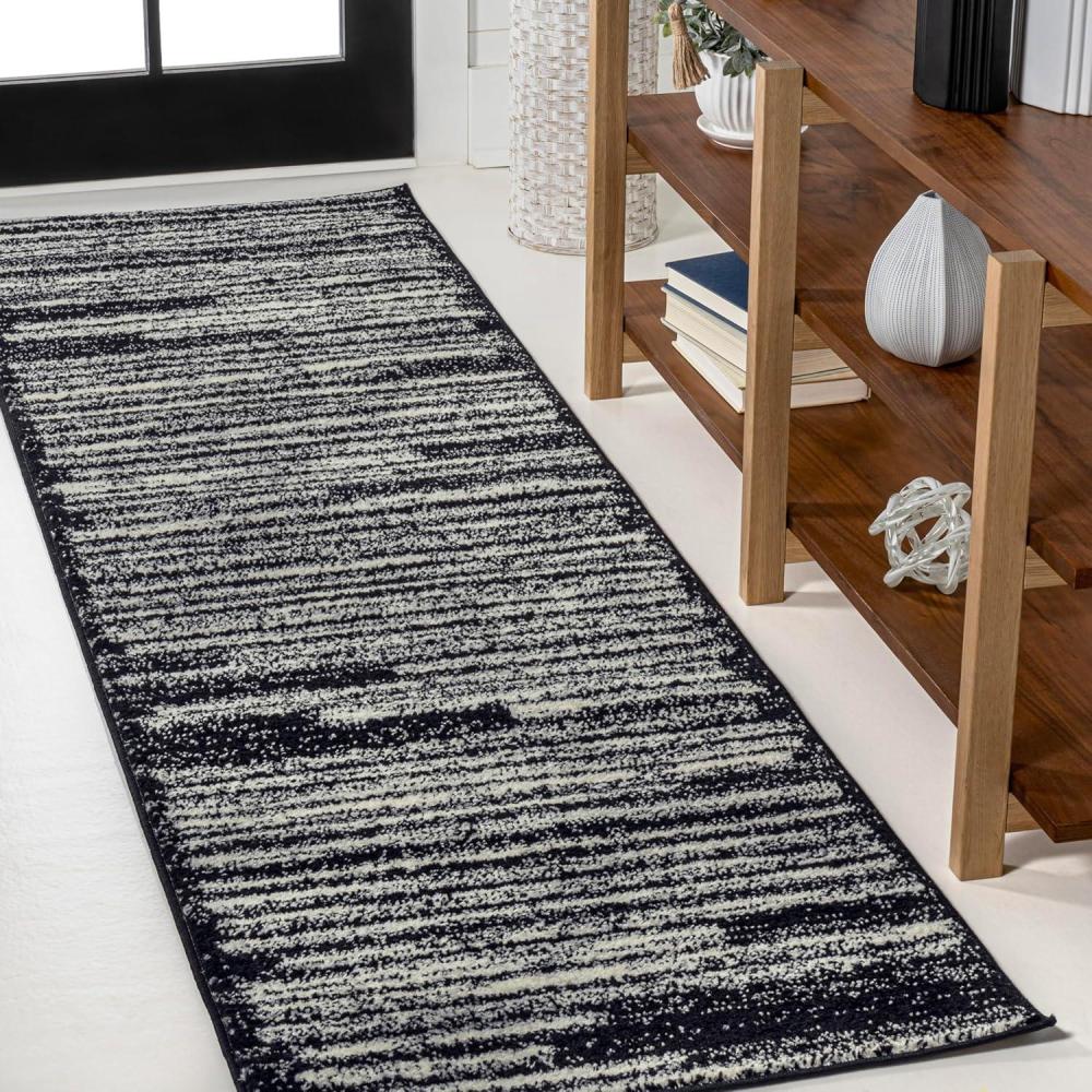 imageJONATHAN Y Khalil Modern Berber Stripe CreamBlack Indoor Area Rug 8x10 Contemporary Bohemian EasyCleaning for Living Room Bedroom Kitchen Pet Friendly NonShedding MOH207A8BlackCream
