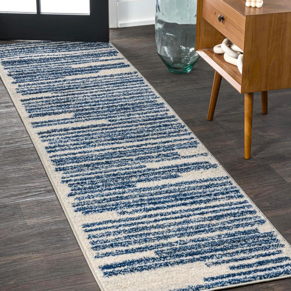 imageJONATHAN Y Khalil Modern Berber Stripe CreamBlack Indoor Area Rug 8x10 Contemporary Bohemian EasyCleaning for Living Room Bedroom Kitchen Pet Friendly NonShedding MOH207A8CreamNavy