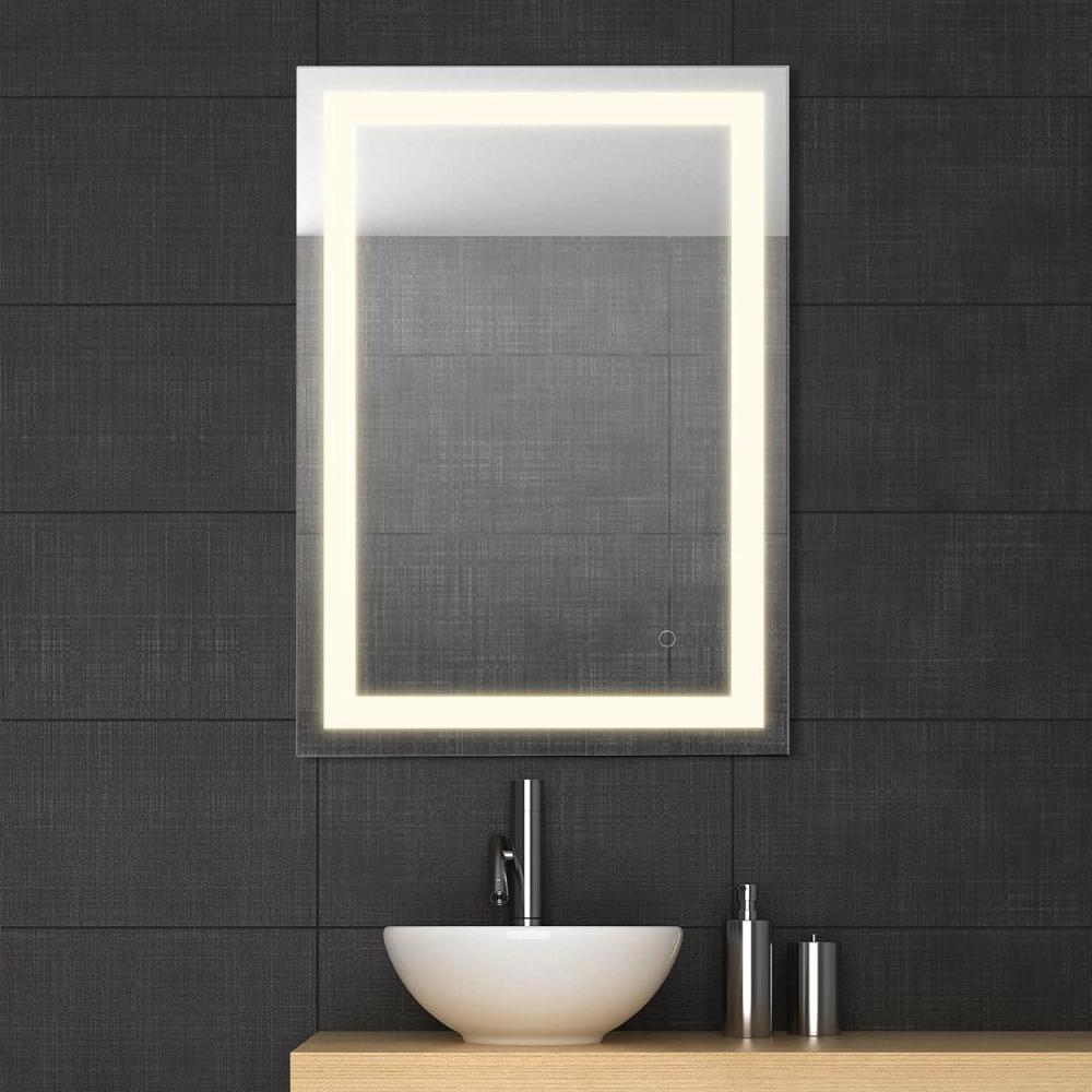 imageJONATHAN Y MIR102A2434 Remy 24 in W x 34 in H Small Rectangular Frameless Antifog FrontLit Wall Bathroom Vanity Mirror with Smart Touch34L x 24W