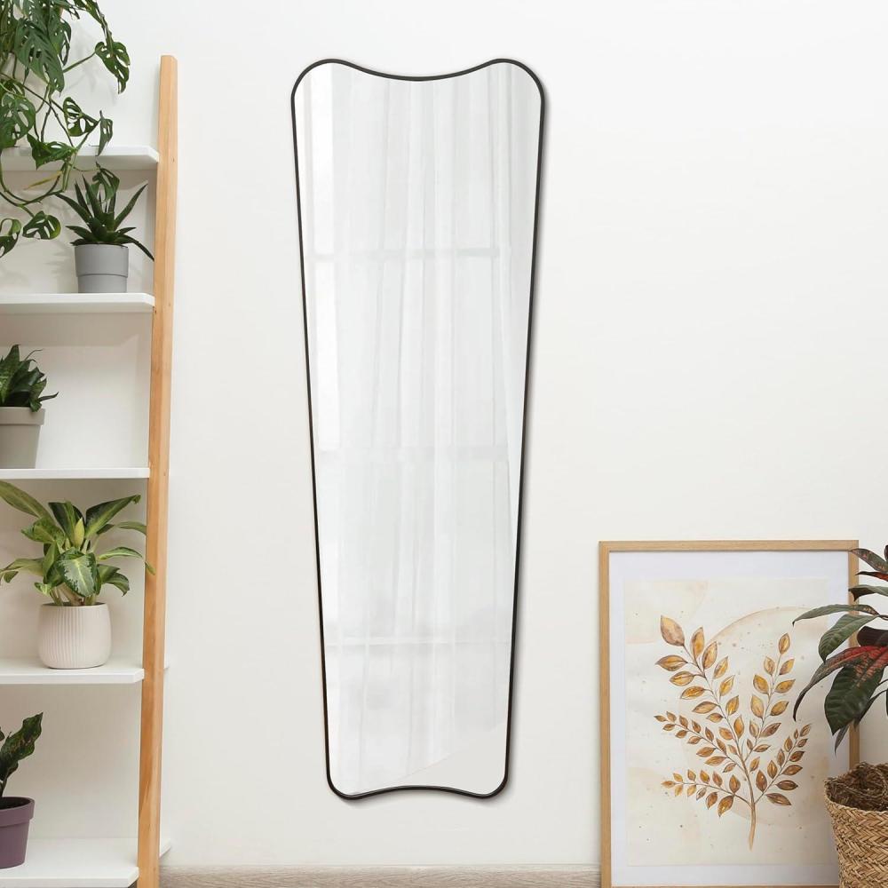 imageJONATHAN Y MIR201C Alfie 20 in W x 59 in H Large Rectangular Metal Framed Wall Mounted FullLength Mirror for Bathroom Living Room Bedroom GoldBlack