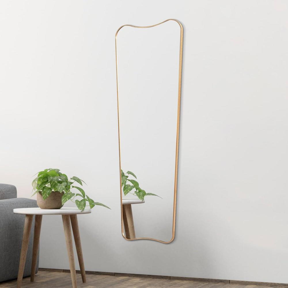 imageJONATHAN Y MIR201C Alfie 20 in W x 59 in H Large Rectangular Metal Framed Wall Mounted FullLength Mirror for Bathroom Living Room Bedroom GoldGold
