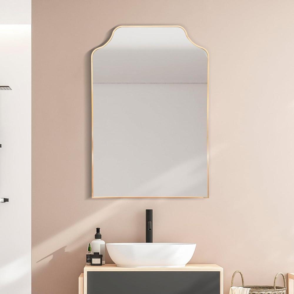 imageJONATHAN Y MIR203A Lindie 24 in W x 36 in H Medium ScallopedTop Metal Framed Wall Mounted Mirror WallHung or Leaning for Bathroom Living Room Bedroom BlackGold