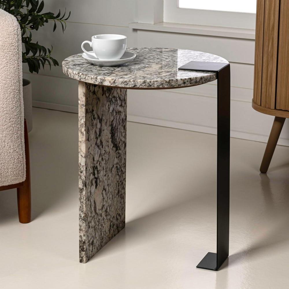 imageJONATHAN Y MTB1100A Lyra 2066quot Contemporary Natural MarbleMetal Handmade Round End Table for Living Room Bedroom Bathroom IvoryBlack