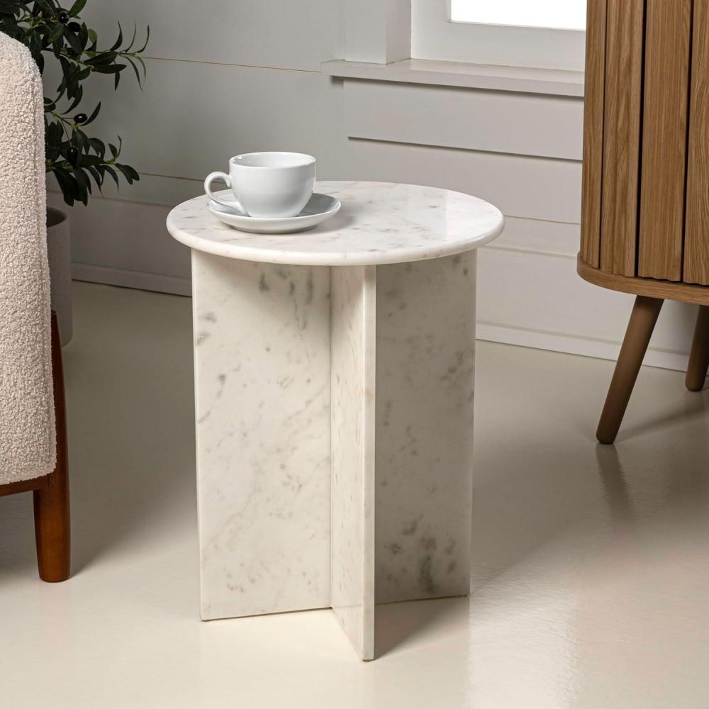 imageJONATHAN Y MTB1103B Javier 1775quot Contemporary Natural Marble Handmade XShaped End Table for Living Room Bedroom Bathroom BlackGrayWhite